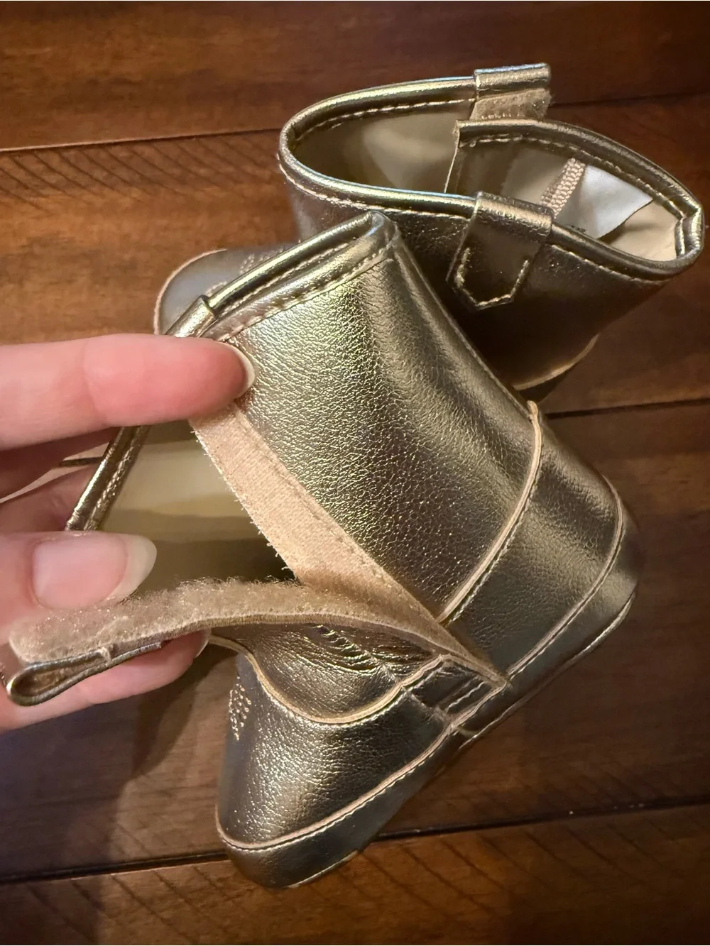 Janie and Jack Metallic Gold Cowboy Booties - 12-18M NWOT